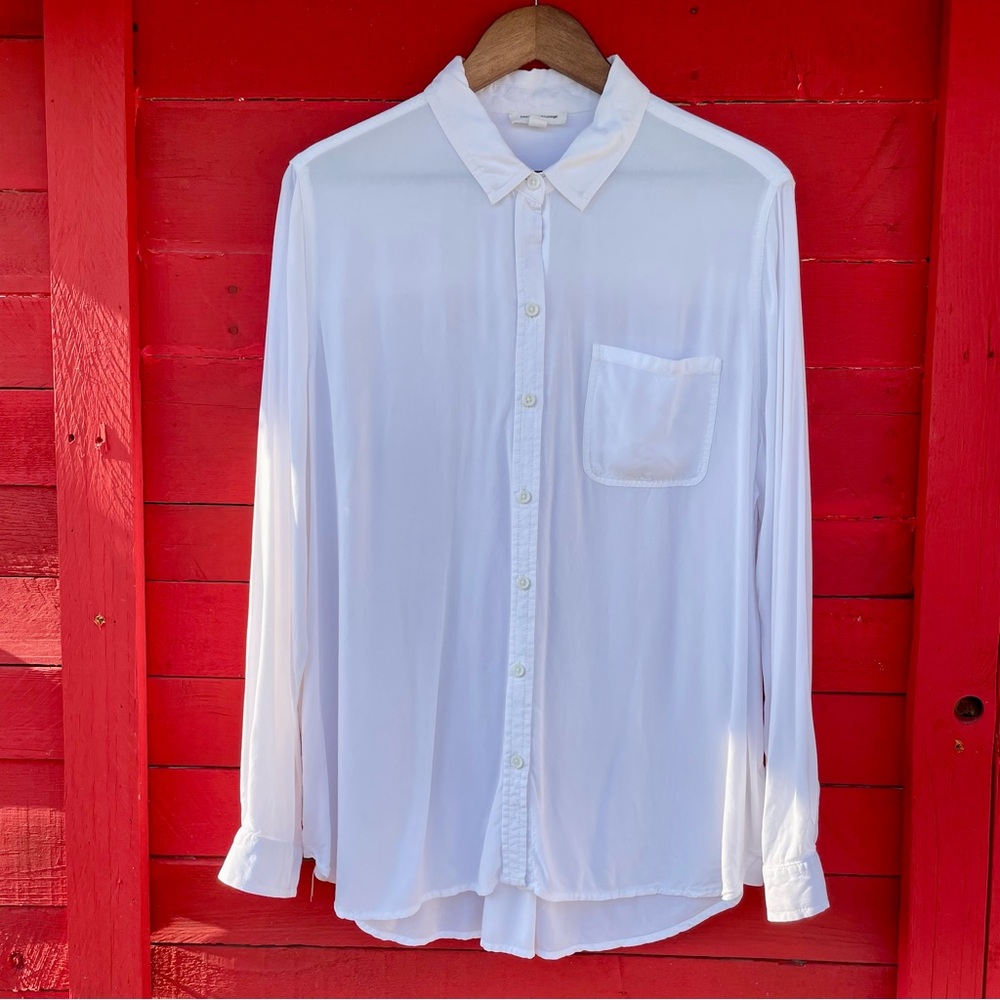 Beachlunchlounge viscose white long sleeve button down top